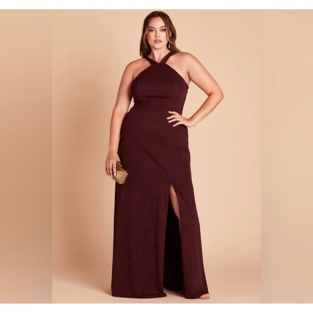 Birdy Grey Gene Crepe Cabernet Maxi Dress Size XL Bridesmaid Wedding Formal